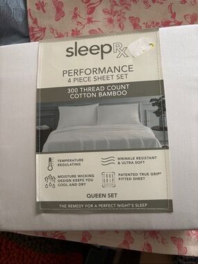 Sleep Rx 4 Piece Sheets set Queen 300 thread count cotton bamboo